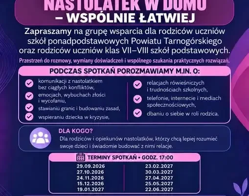 Grupa wsparcia dla rodziców nastolatków w Tarnowskich Górach – start już 29 września