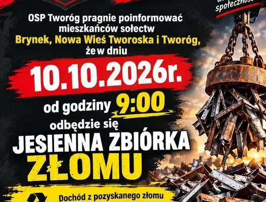 OSP Tworóg zapowiada jesienną zbiórkę złomu. Mieszkańcy mogą wesprzeć jednostkę
