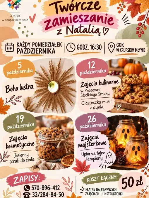 Twórcze zamieszanie z Natalią – cykl warsztatów w Krupskim Młynie
