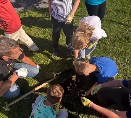 Uczniowie z Radzionkowa sadzili krokusy podczas nietypowej lekcji przyrody