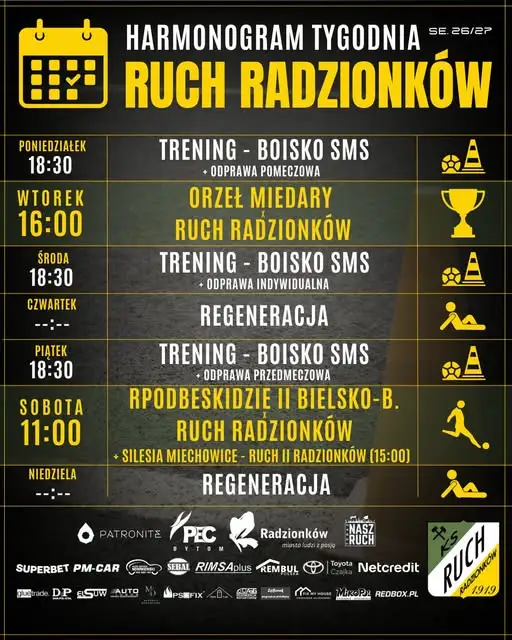 Ruch Radzionków: dwa wyjazdy w nadchodzącym tygodniu