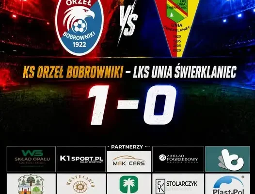 Orzeł Bobrowniki wygrywa z Unią Świerklaniec 1:0 w meczu B Klasy