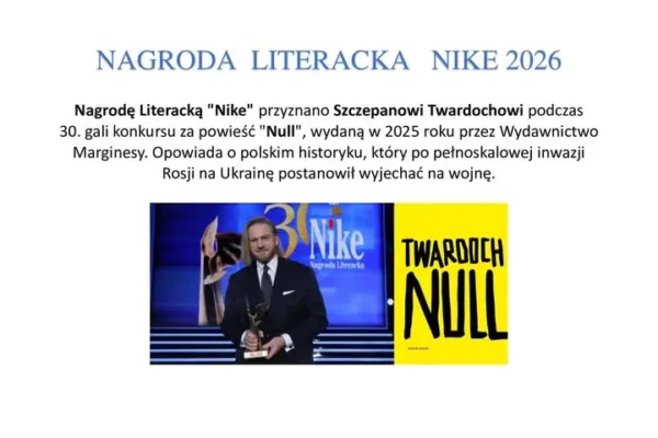 Szczepan Twardoch laureatem Nagrody Literackiej Nike 2026 za powieść „Null”