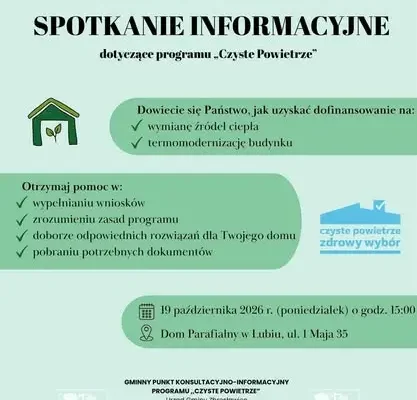 Gmina Zbrosławice zaprasza na spotkania o czystym powietrzu i programie „Czyste Powietrze”