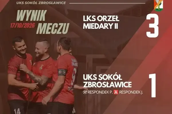 UKS Sokół Zbrosławice przegrywa z Orłem Miedary II. Mimo walki, punkty zostają w Miedarach