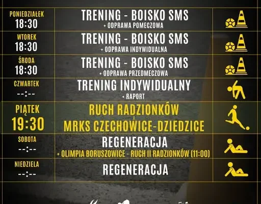 Plan tygodnia „Cidrów”: treningi i piątkowy mecz przy Knosały