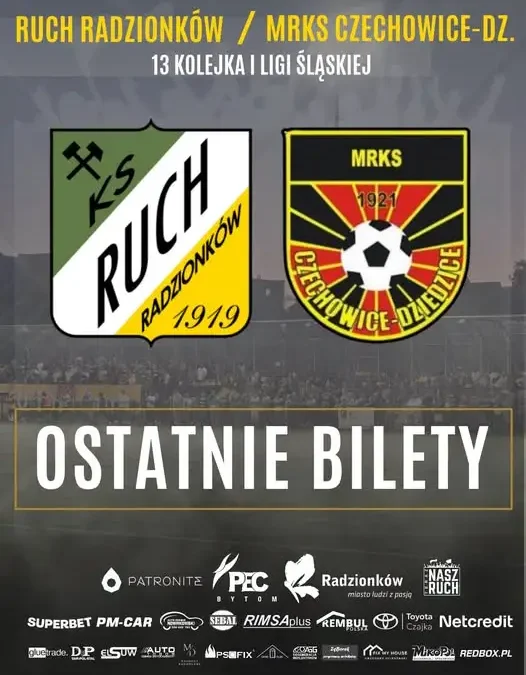 Ruch Radzionków – MRKS Czechowice-Dziedzice: ostatnia szansa na bilet!